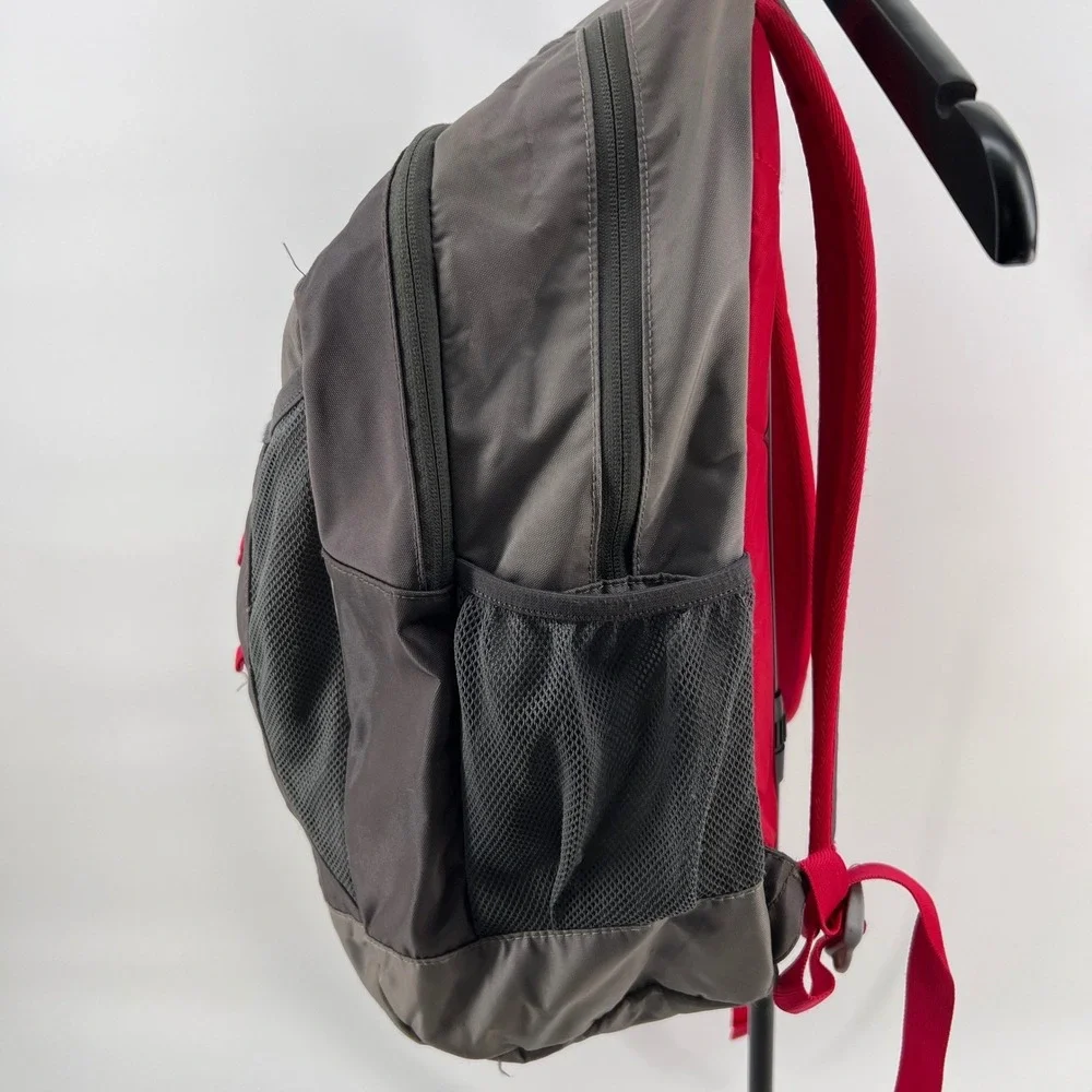 LL‎ Bean Backpack Gray Red Nylon Mesh Outdoor School Travel Bag
